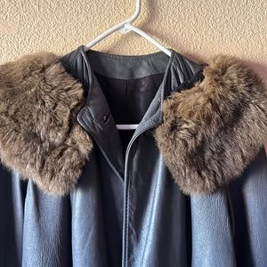Leather and fur coat